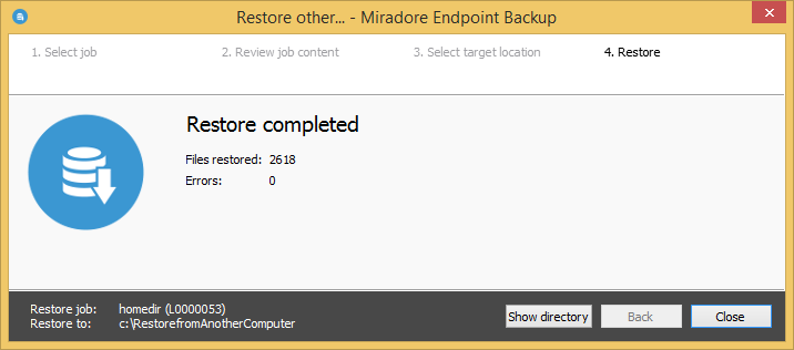 How to restore files from another device, completed